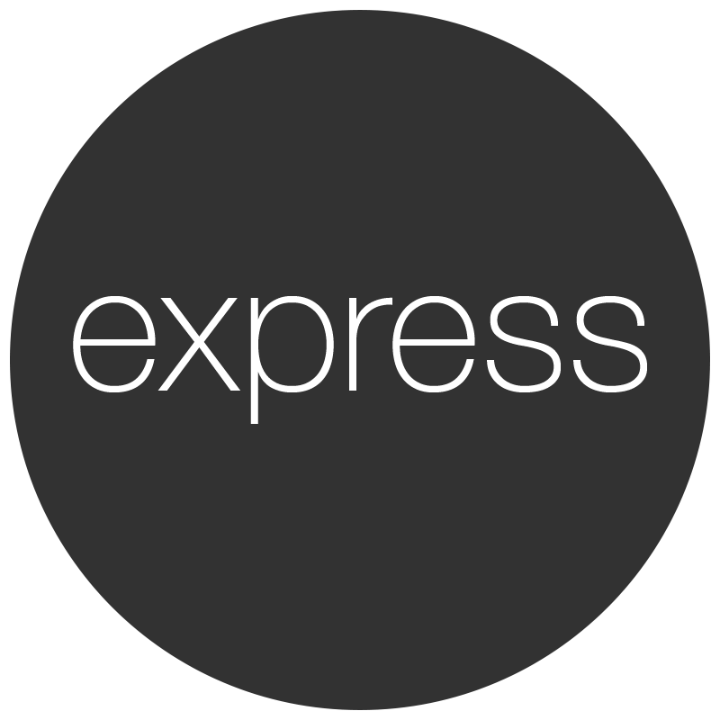 logo gris d'ExpressJS positioné à côté du titre 'Express JS'