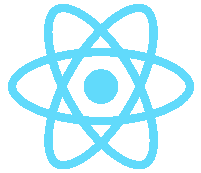 logo bleu de React positioné à côté du titre 'React'