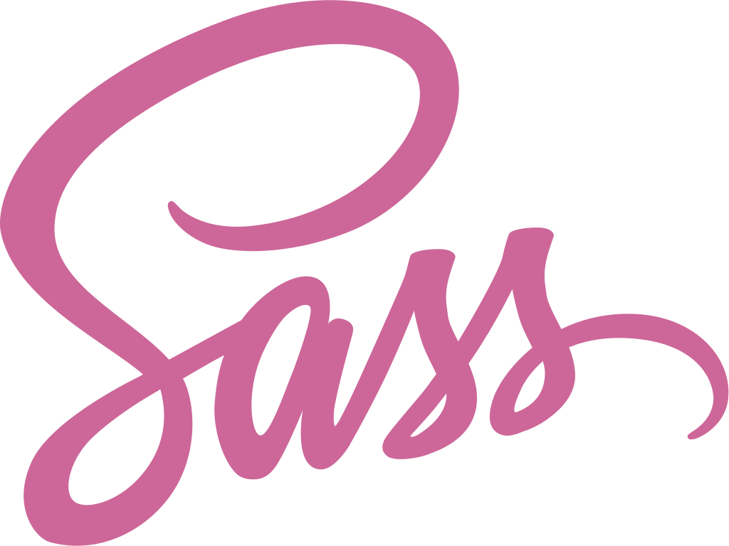 logo rose de SASS positioné à côté du titre 'SASS'